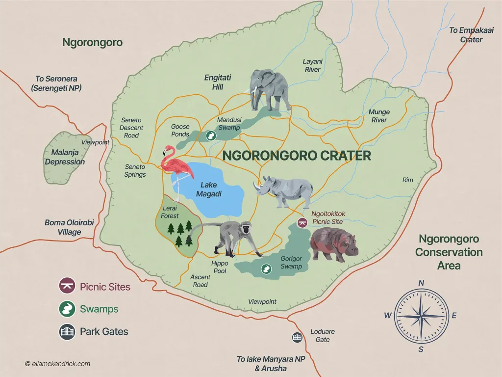 Size of Ngorongoro Crater